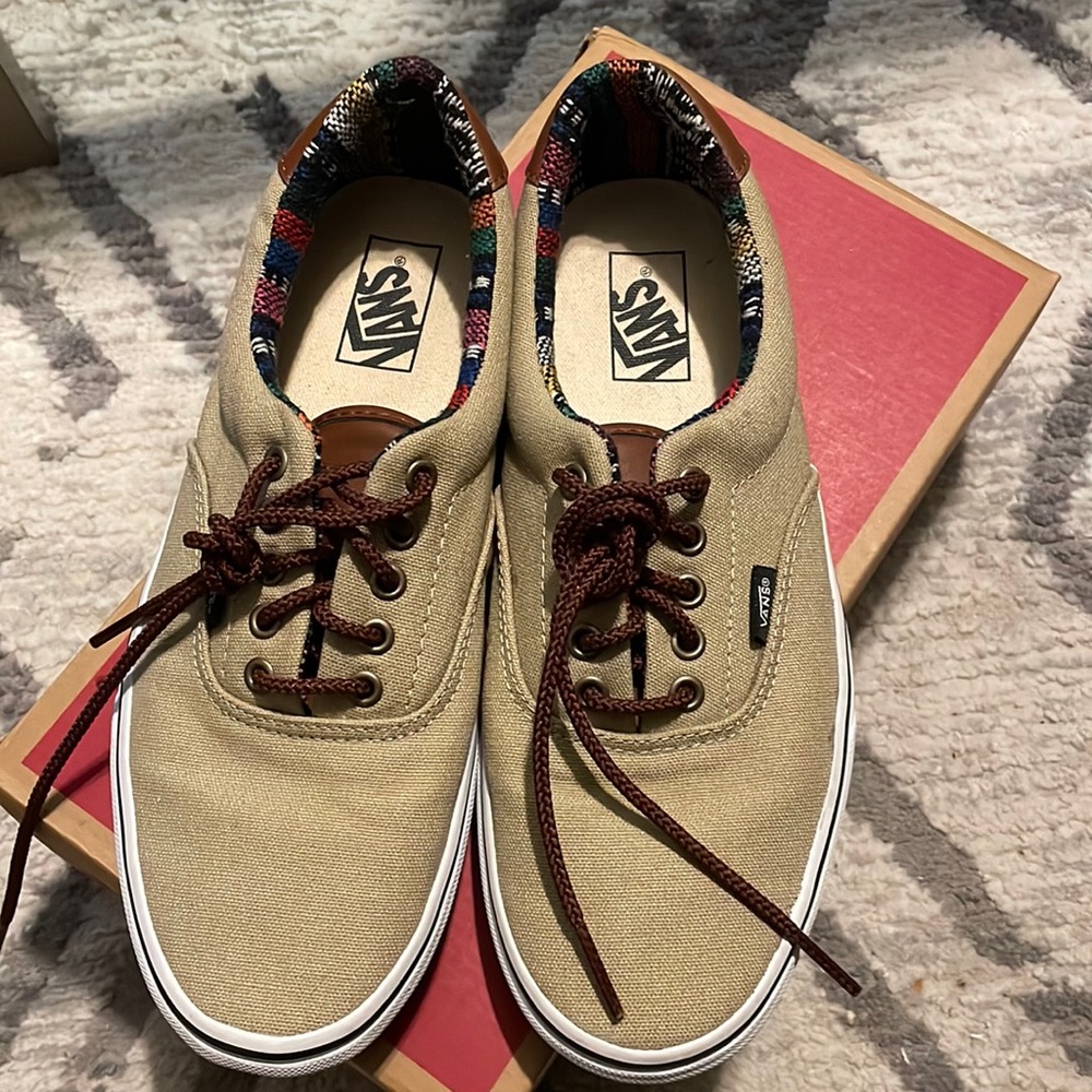VANS Tan with Aztec Print Lining Sneakers :)